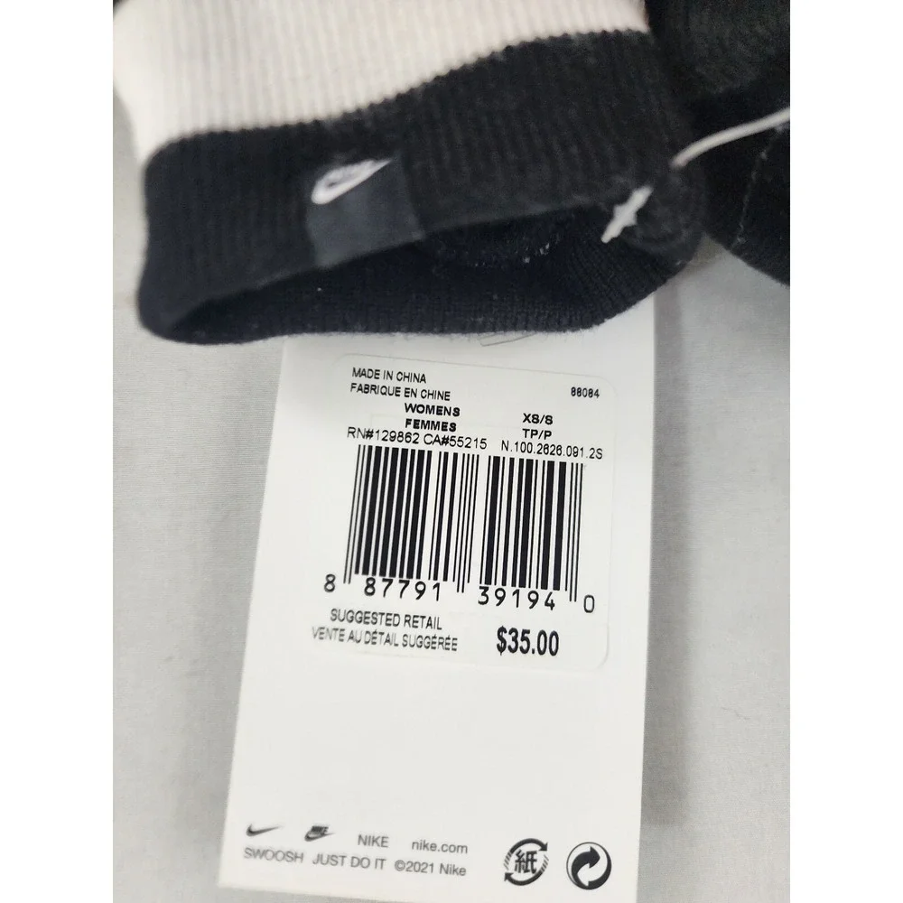 Nike Mittens Gloves Womens XS/S Faux Fur Black White 88084 N.100.2626.091.2S